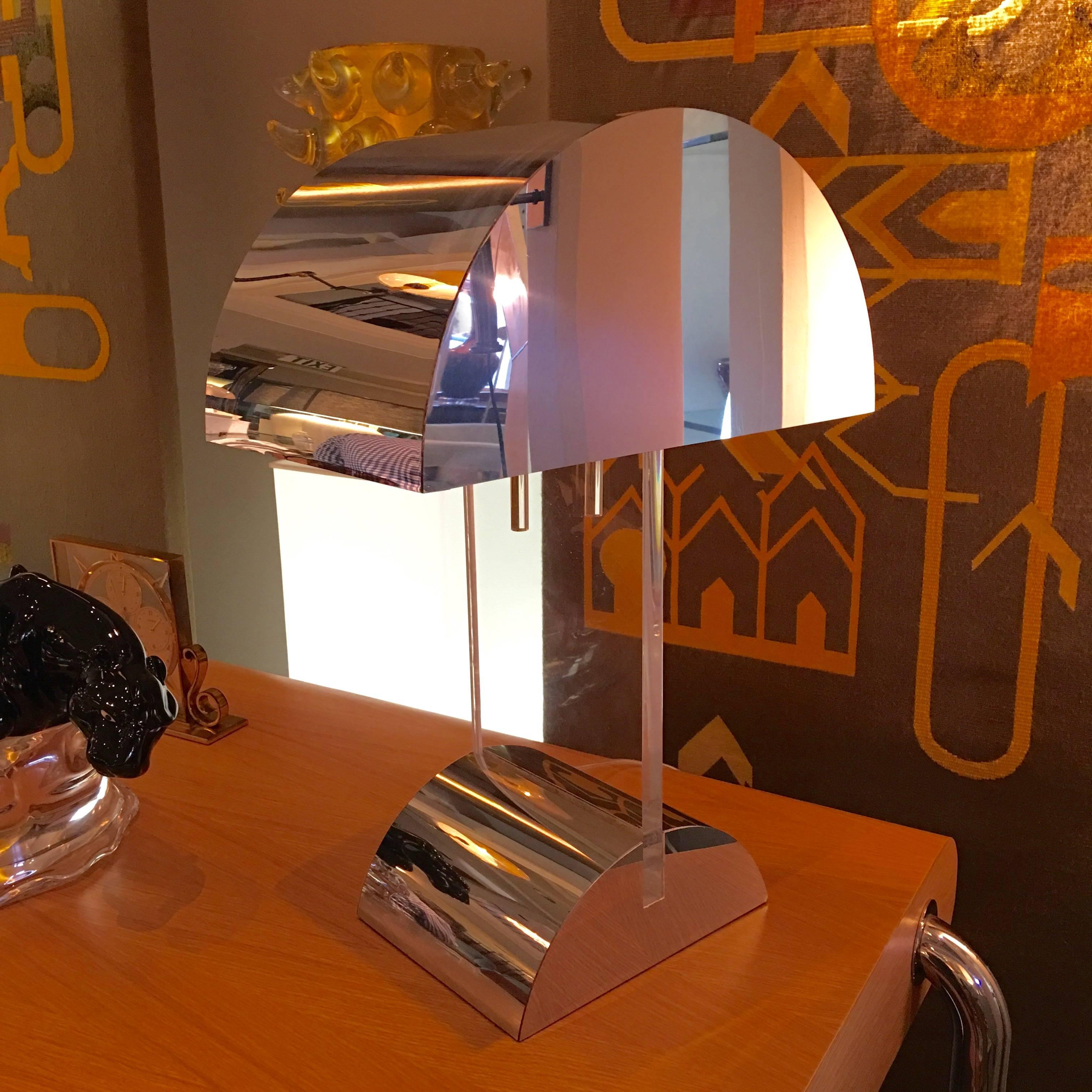 Mid-Century Modern Pierre Cardin Chrome and Lucite Table Lamp