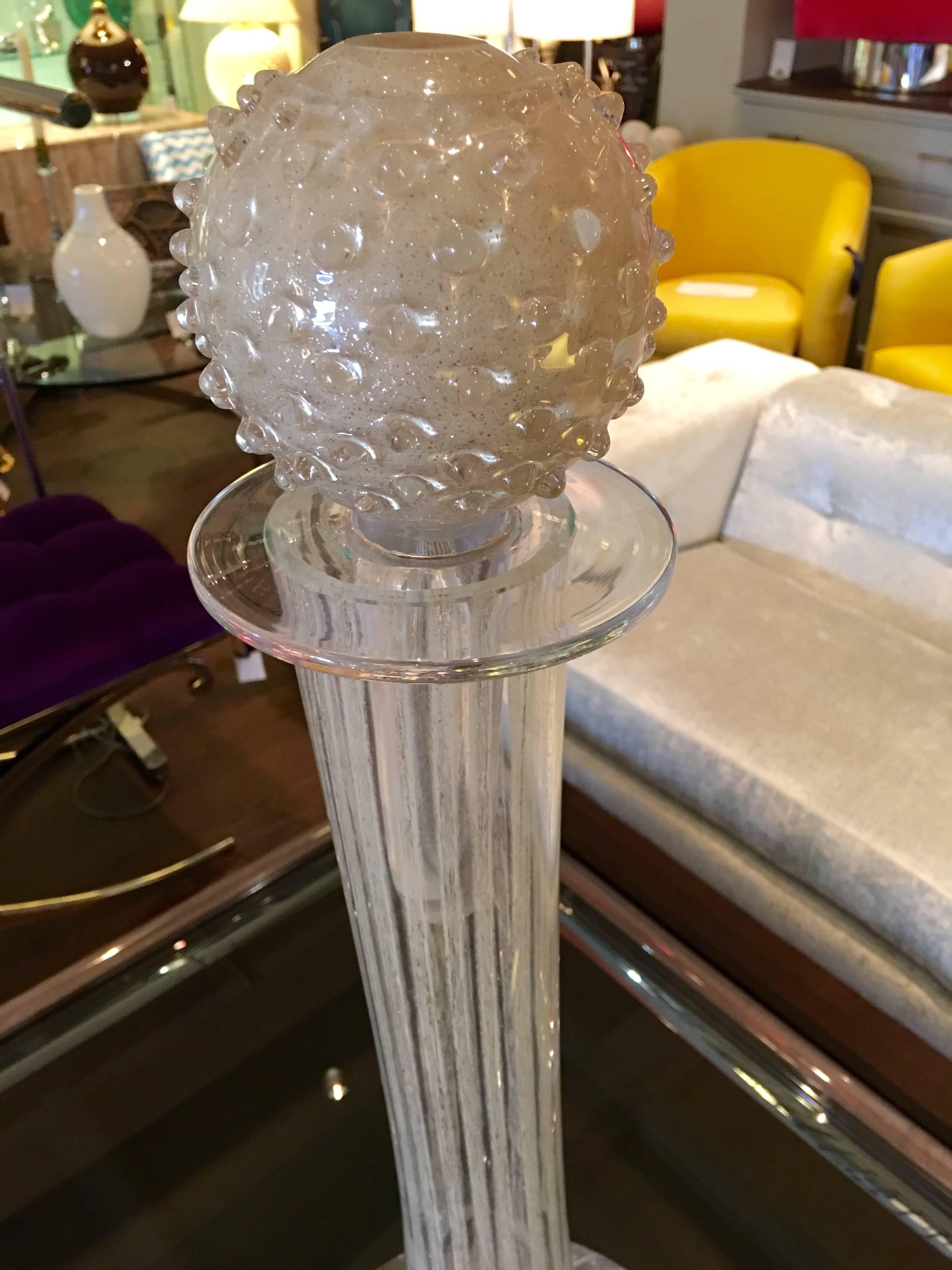 Very large Murano glass vase and stopper sculpture, circa 1980.