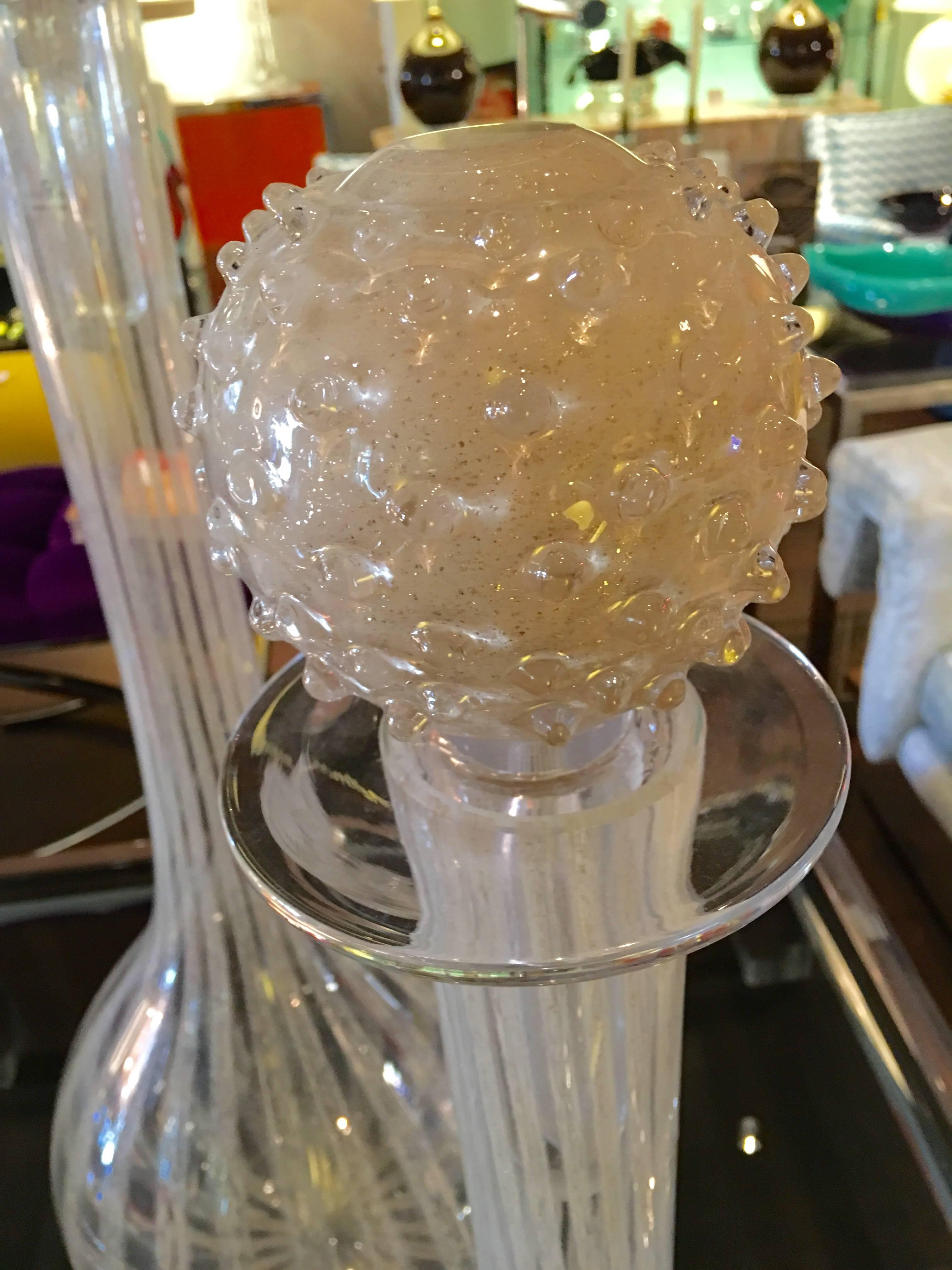 Late 20th Century Murano Glass Vase and Stopper Sculpture For Sale