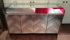 Mirrored Credenza with Chevron Detail by Ello