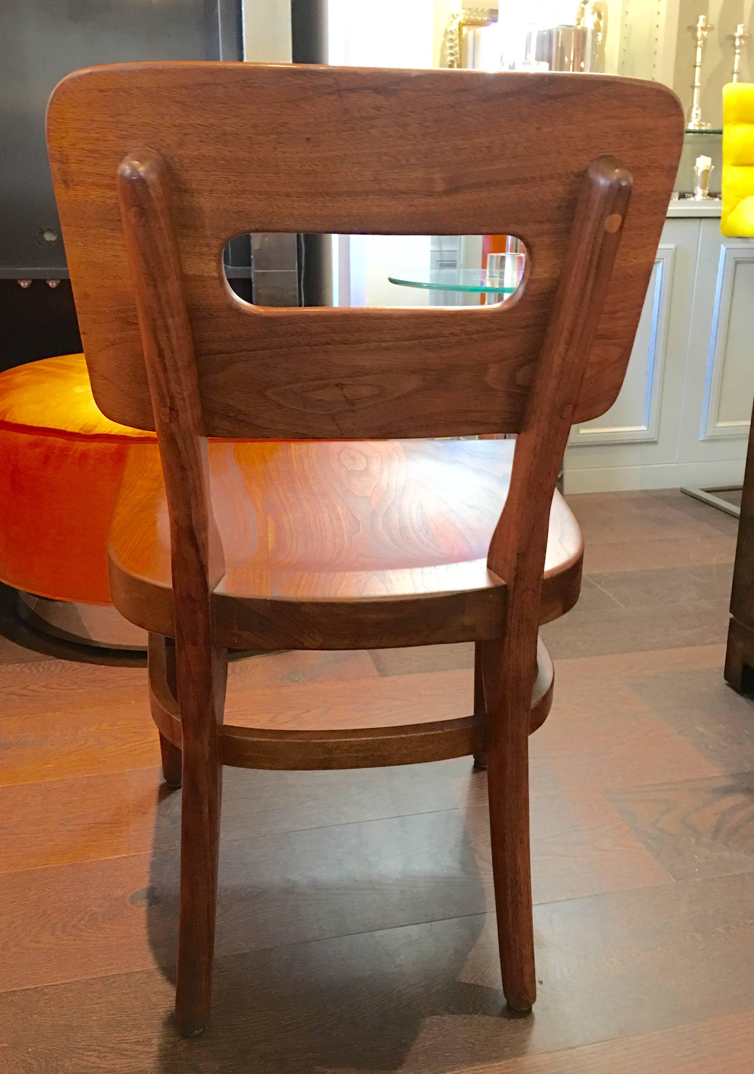 Pair of Wood Chairs by W H Gunlocke In Excellent Condition For Sale In Palm Beach, FL