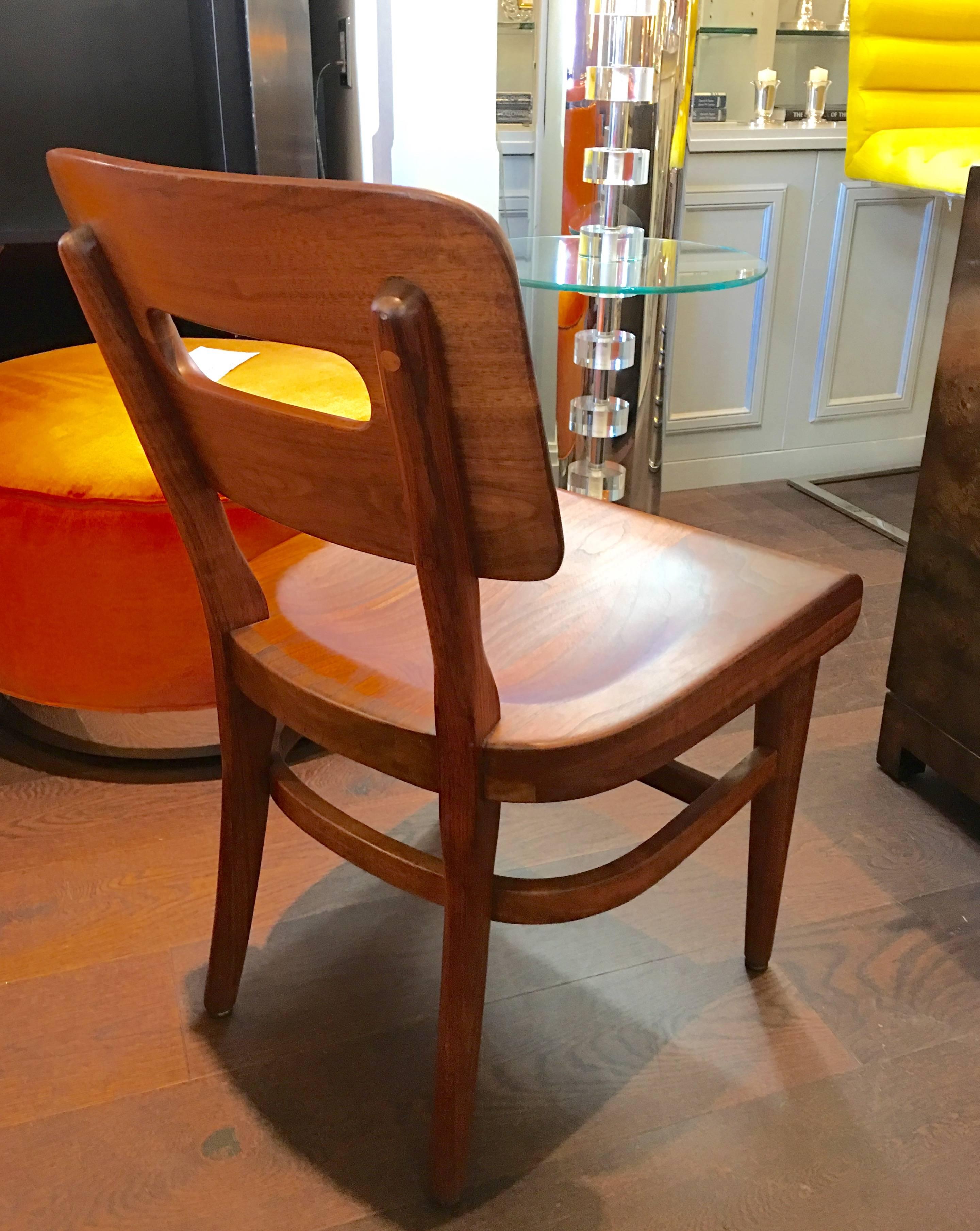 Mid-20th Century Pair of Wood Chairs by W H Gunlocke For Sale