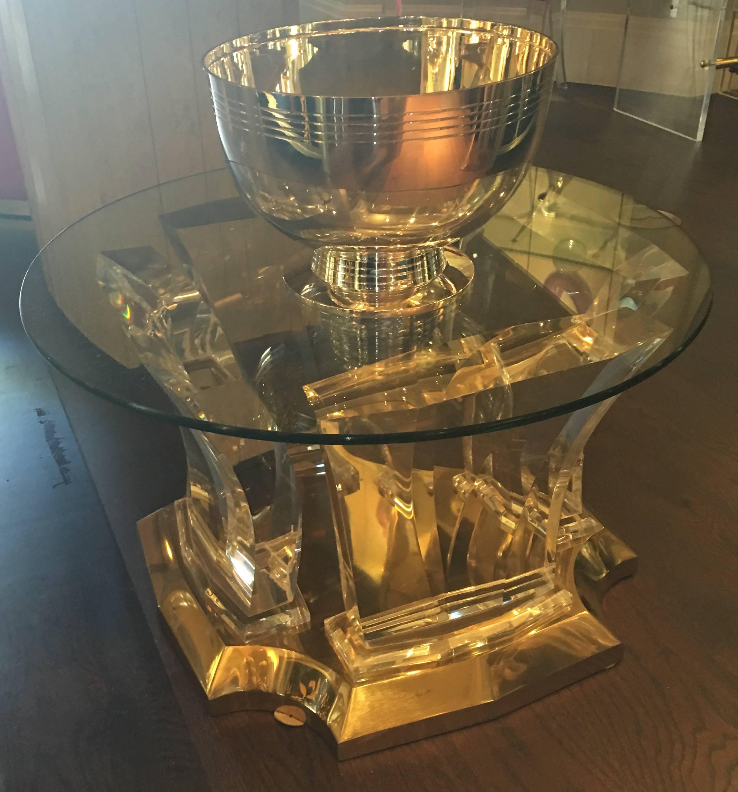 Late 20th Century Lucite and Brass End Table by Jeffrey Bigelow