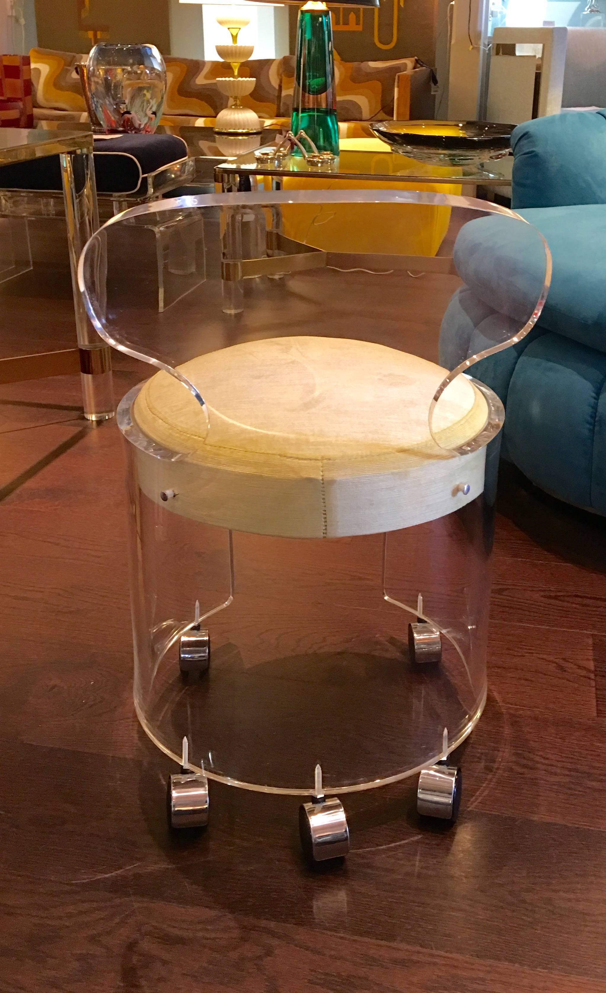 Mid-Century Modern Lucite Vanity Stool by Hill Manufacturing Company