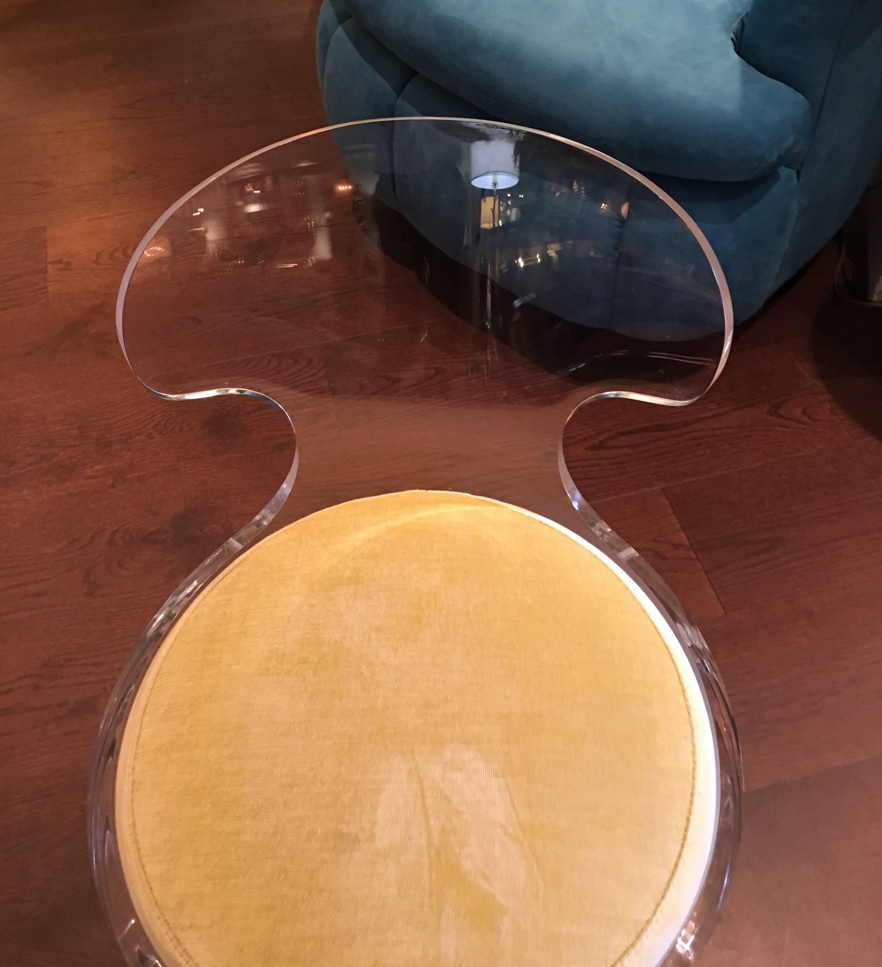 Lucite Vanity Stool by Hill Manufacturing Company In Excellent Condition In Palm Beach, FL