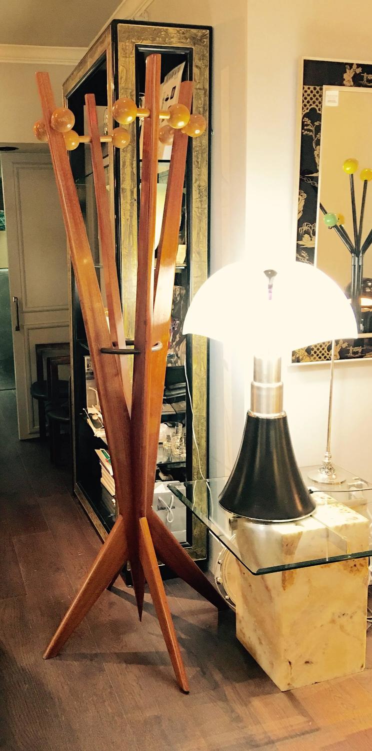 Mid-Century Modern Wood Coat Stand For Sale at 1stdibs