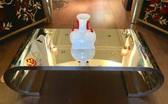 Vintage Chrome Scroll Coffee Table