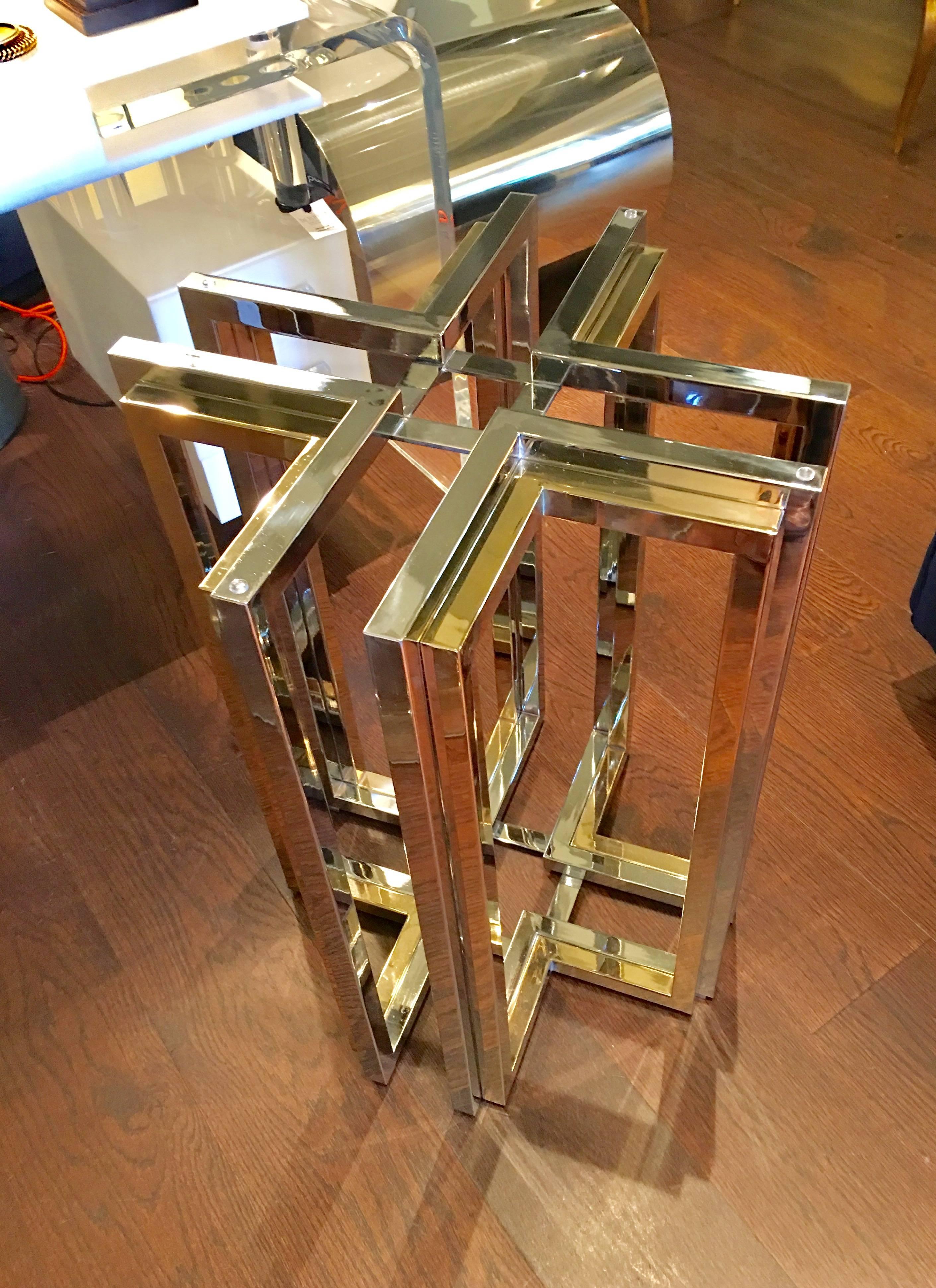 Pair of Brass and Chrome Pierre Cardin End Tables In Excellent Condition For Sale In Palm Beach, FL