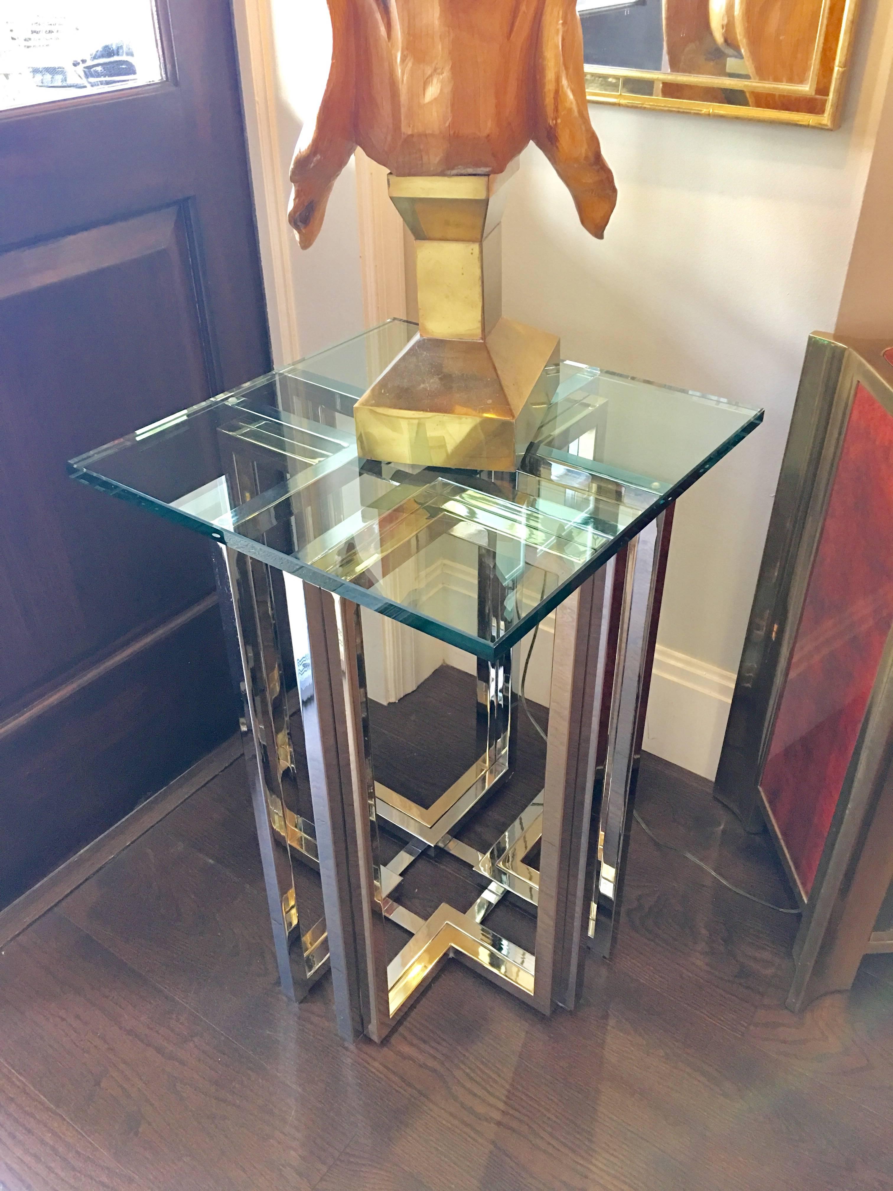 Pair of Brass and Chrome Pierre Cardin End Tables For Sale 1