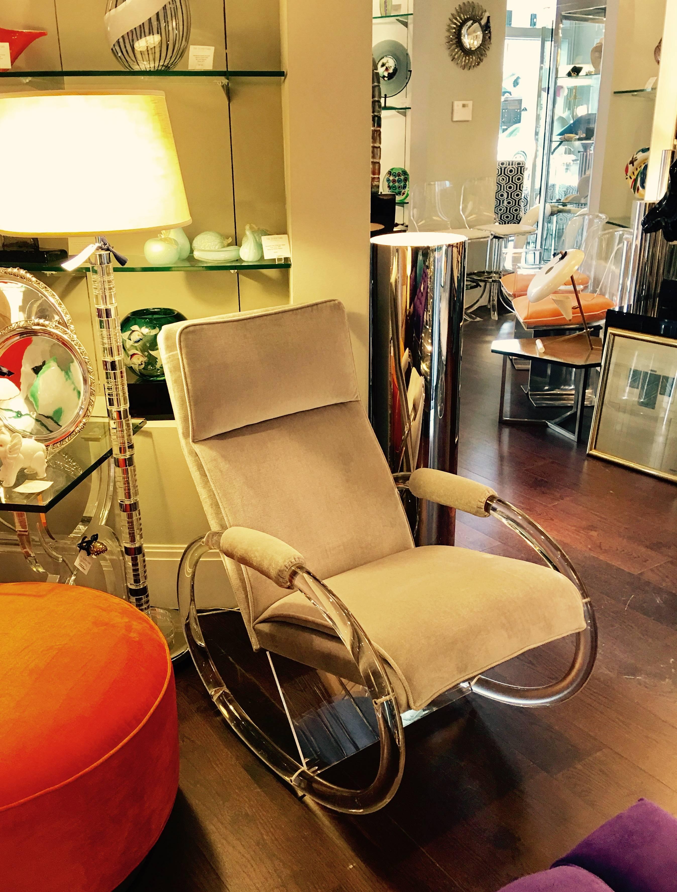 American Charles Hollis Jones Lucite Rocking Chair For Sale
