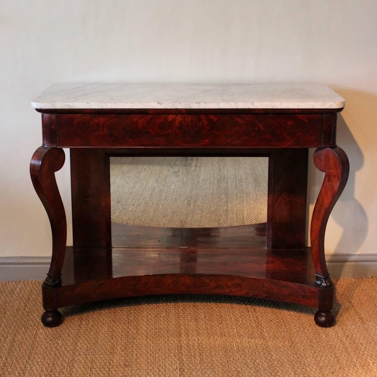 Pair of Early 19th Century French Mahogany Console Tables 1