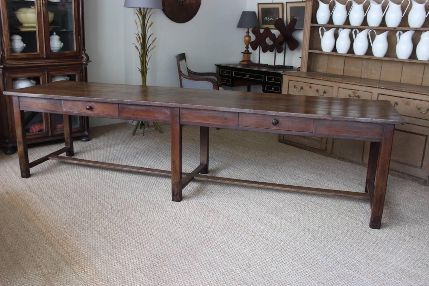 Large 19th Century French Oak Serving or Dining Table 1