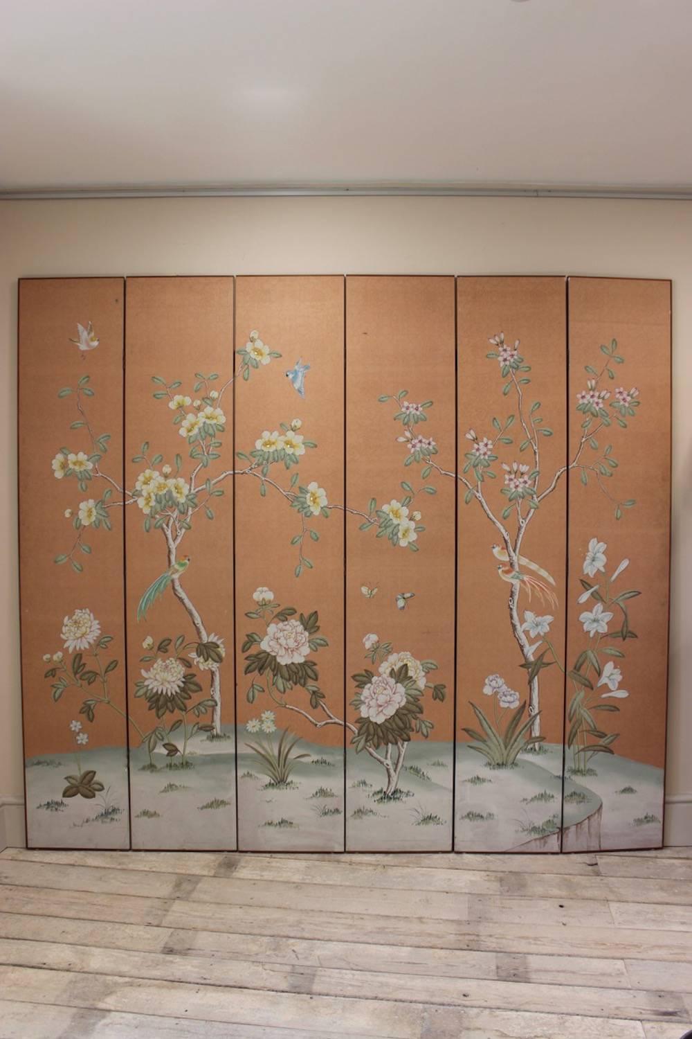 18th Century Style Chinoiserie Six-Fold Screen In Excellent Condition In Gloucestershire, GB