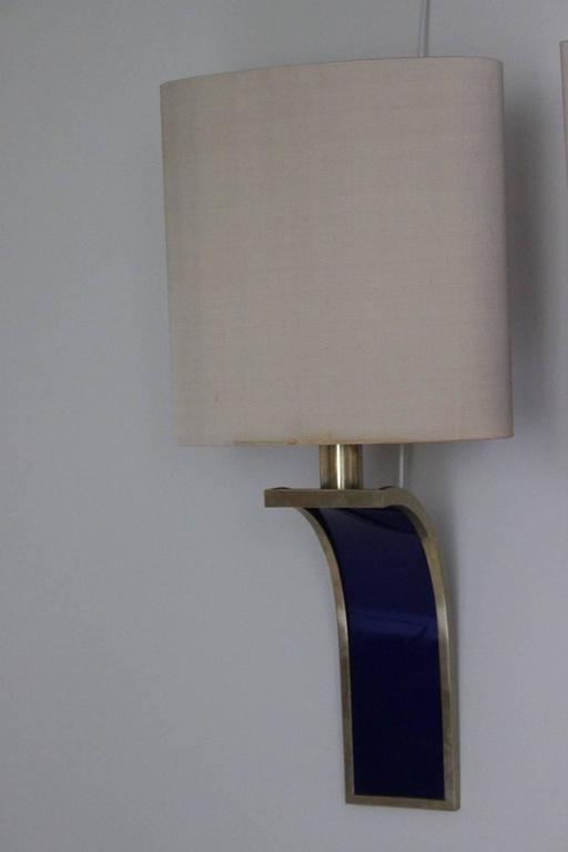 1970s Curved Wall Lights with Original Shades For Sale at 1stdibs