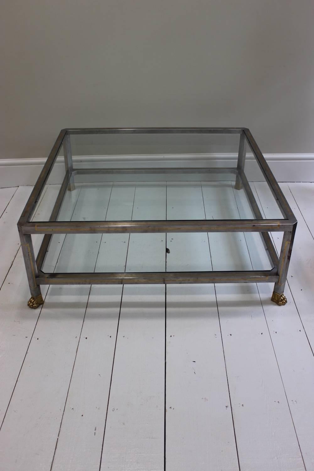 Brass French 1950s Steel Empire-Style Coffee Table