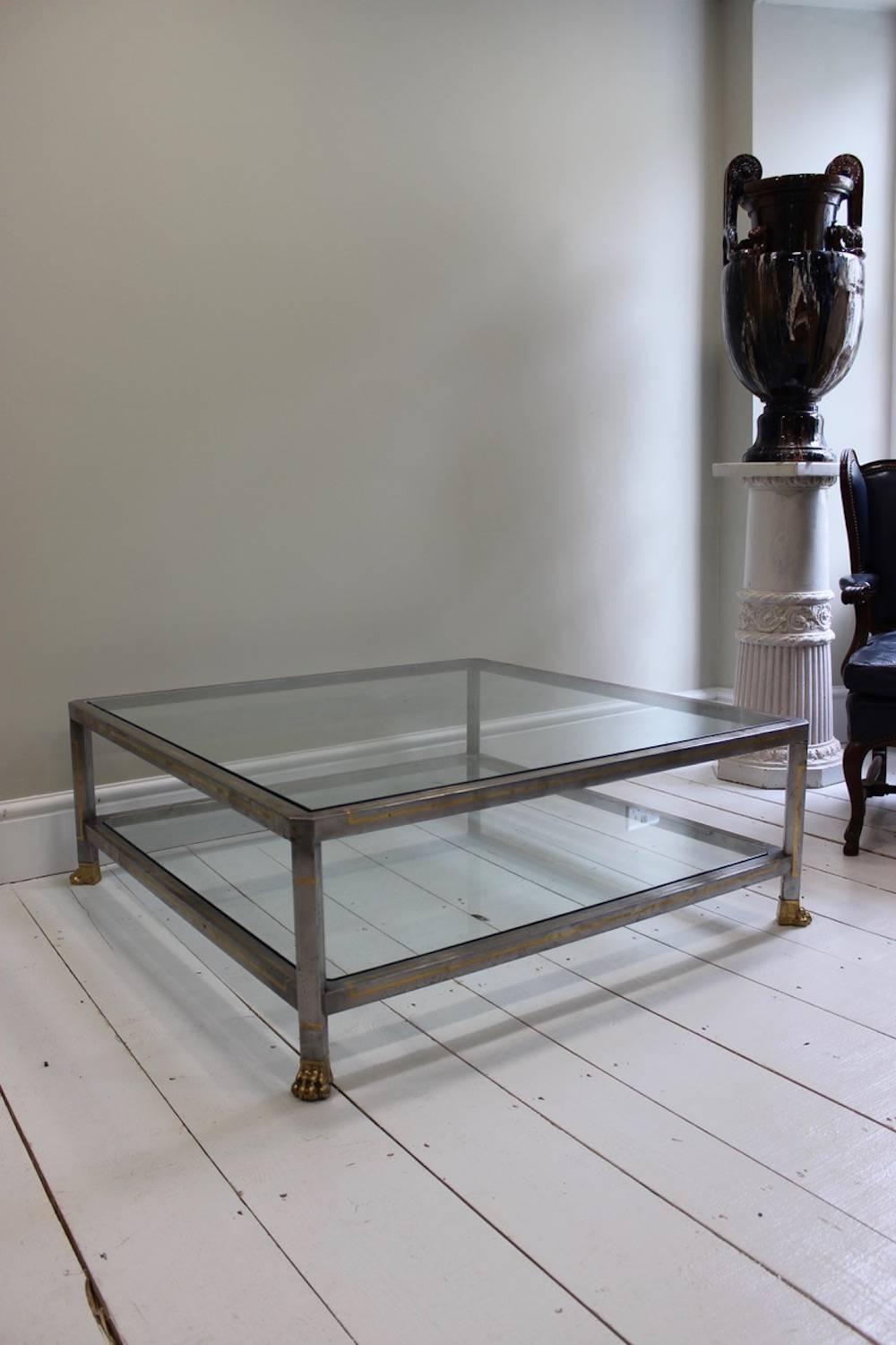 French 1950s Steel Empire-Style Coffee Table 1