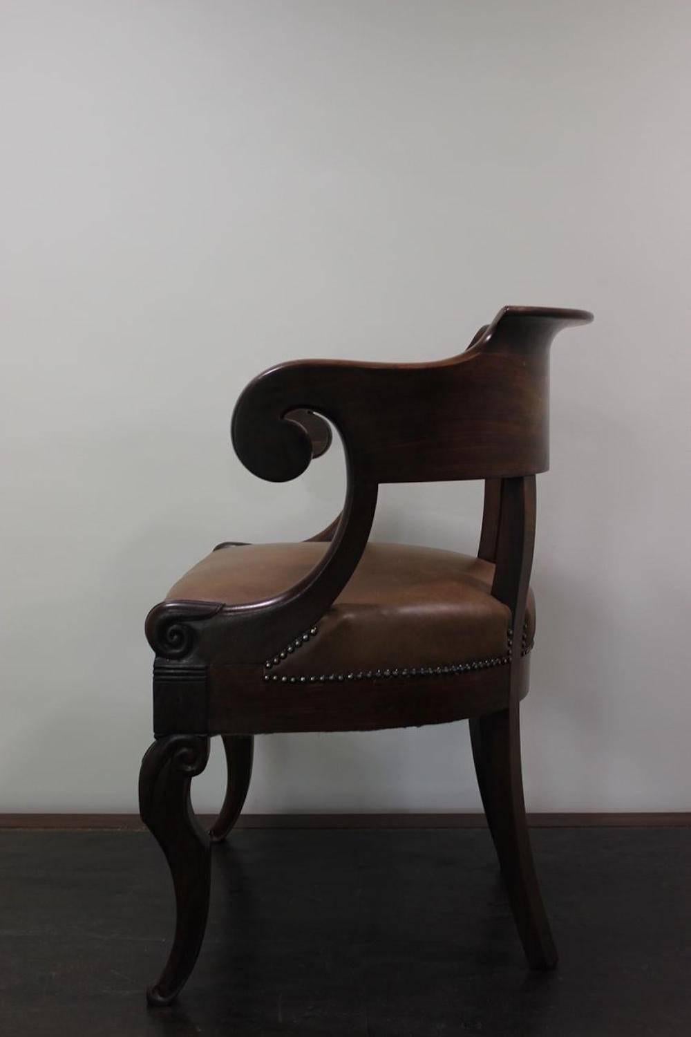 19th Century French Louis Philippe Mahogany Desk Chair In Excellent Condition In Gloucestershire, GB