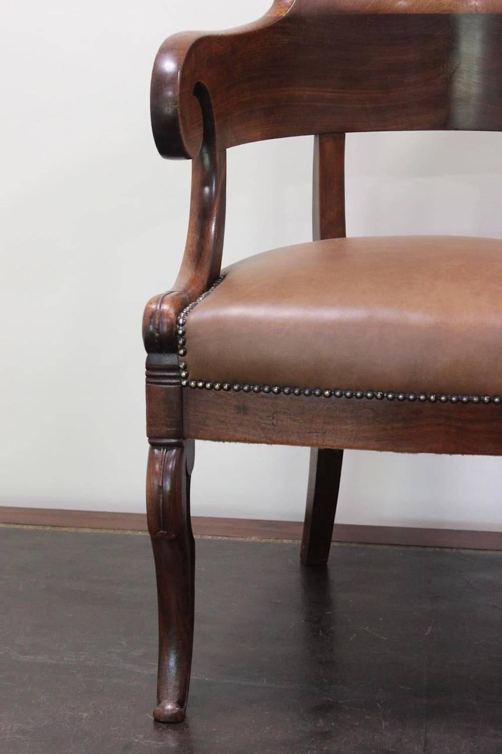 Leather 19th Century French Louis Philippe Mahogany Desk Chair