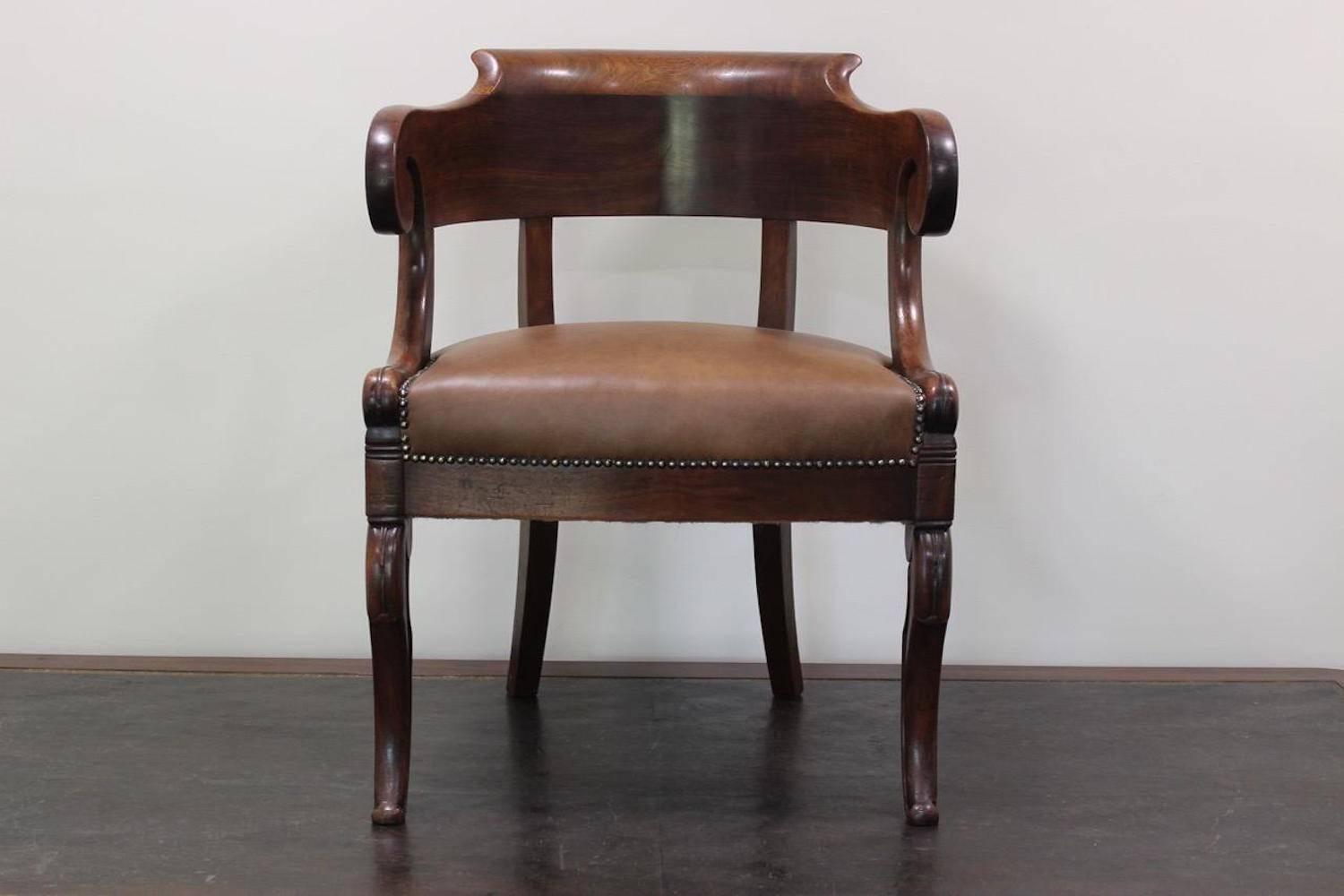 19th Century French Louis Philippe Mahogany Desk Chair 3