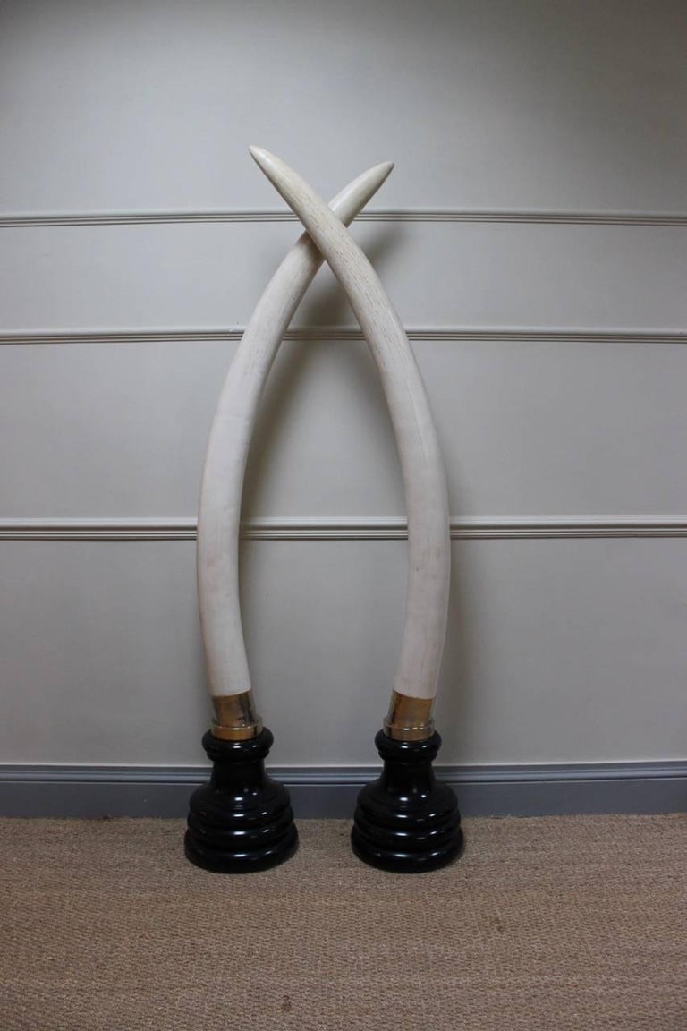 Outstanding and Very Large Pair of Faux Elephant Tusks For Sale at 1stDibs