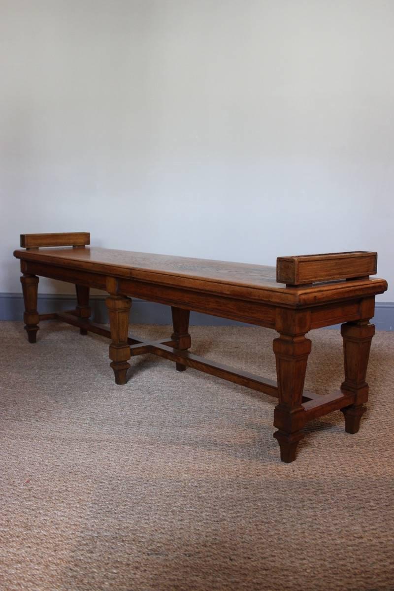 Early 20th Century French Oak Hall Bench 1