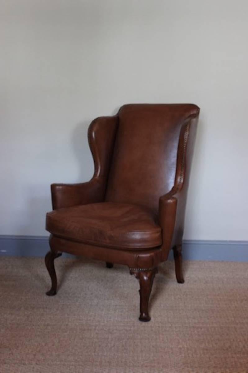 18th Century Rare Queen Anne Walnut Wing Chair