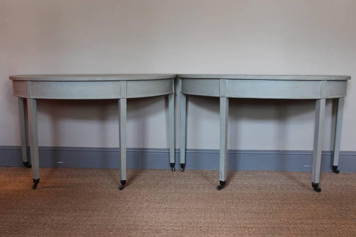 English Pair of Georgian Demilune Side Tables
