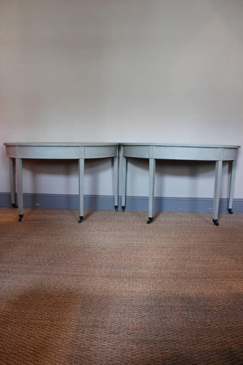 Wood Pair of Georgian Demilune Side Tables