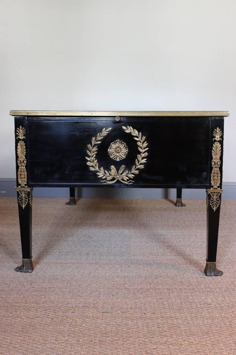 French Fine Empire Style Ebonized Desk, circa 1900