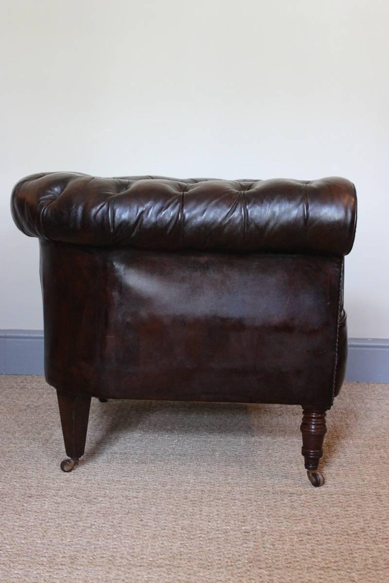 Victorian Good Pair of 1900s Chesterfield Type Club Chairs