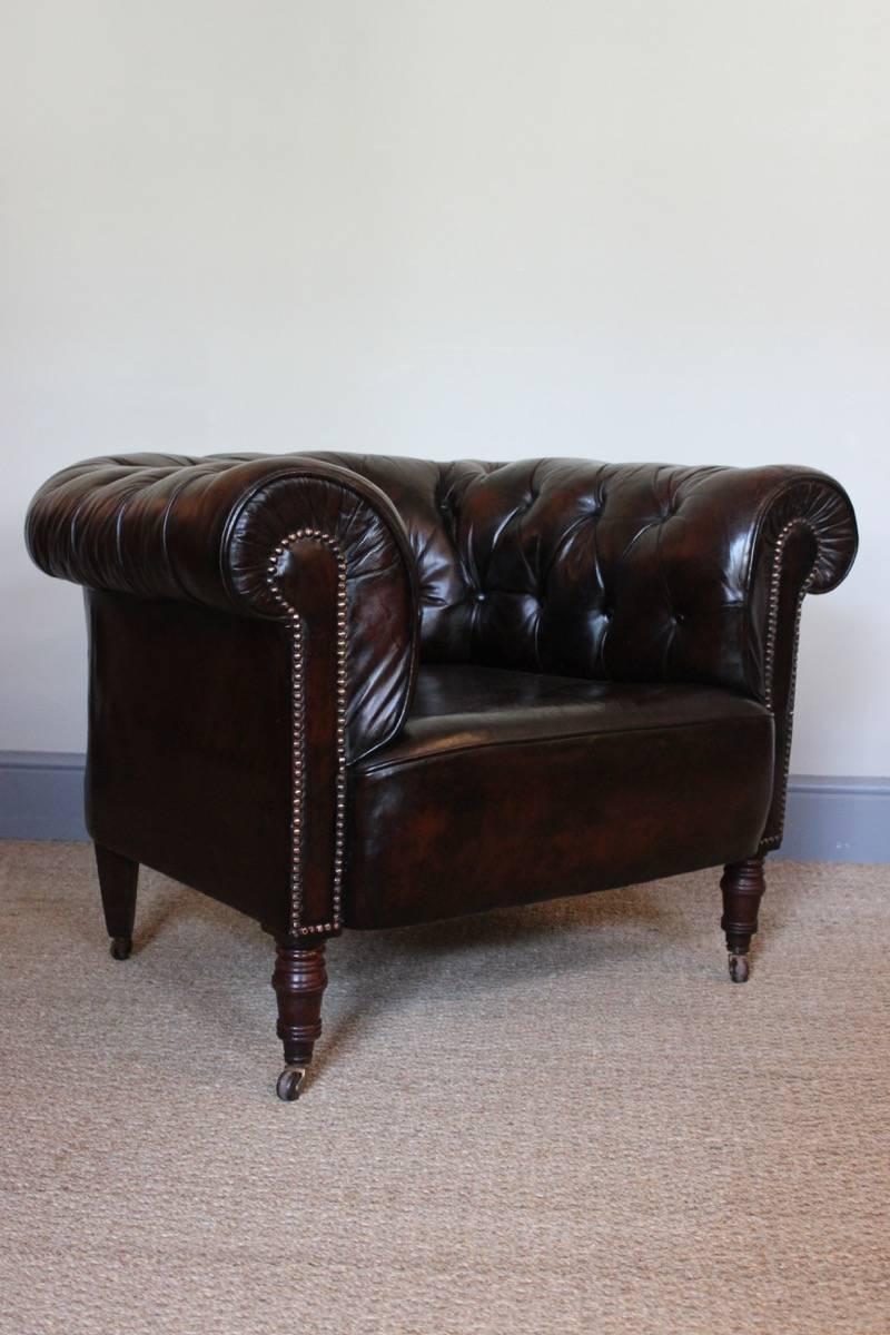 19th Century Good Pair of 1900s Chesterfield Type Club Chairs
