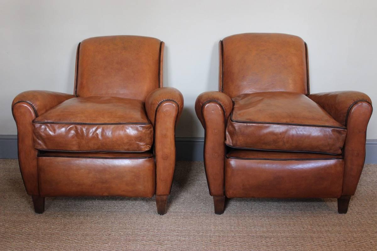 20th Century Classic Pair of 1940s French Club Chairs