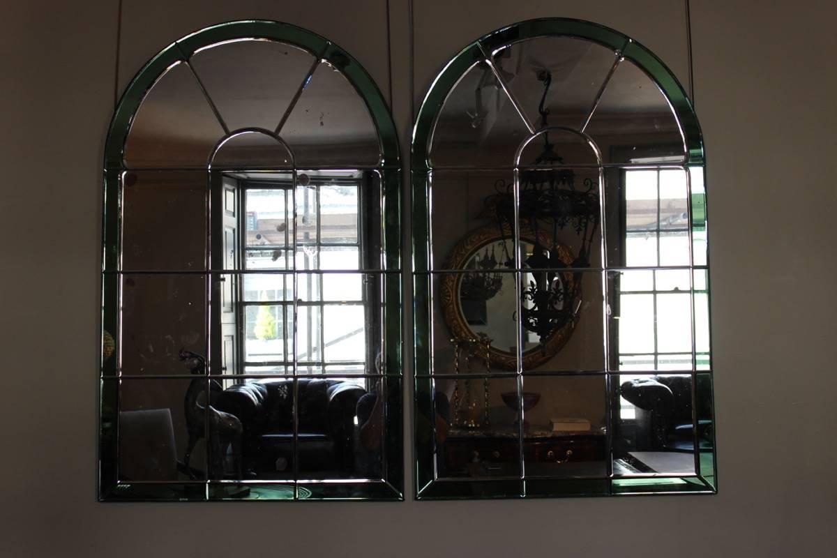 Glass Pair of 1970s Venetian Style Mirrors