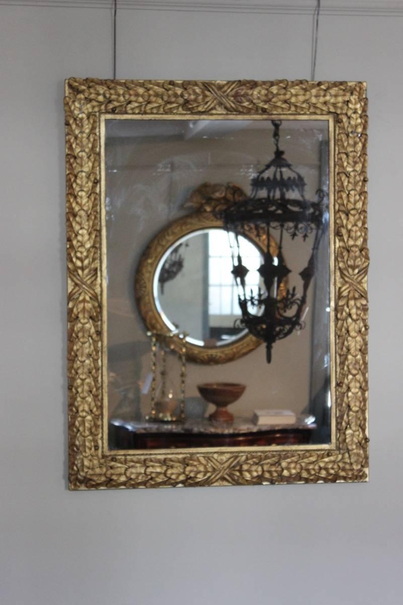 20th Century Large French Gilded Metal Mirror, 1950s