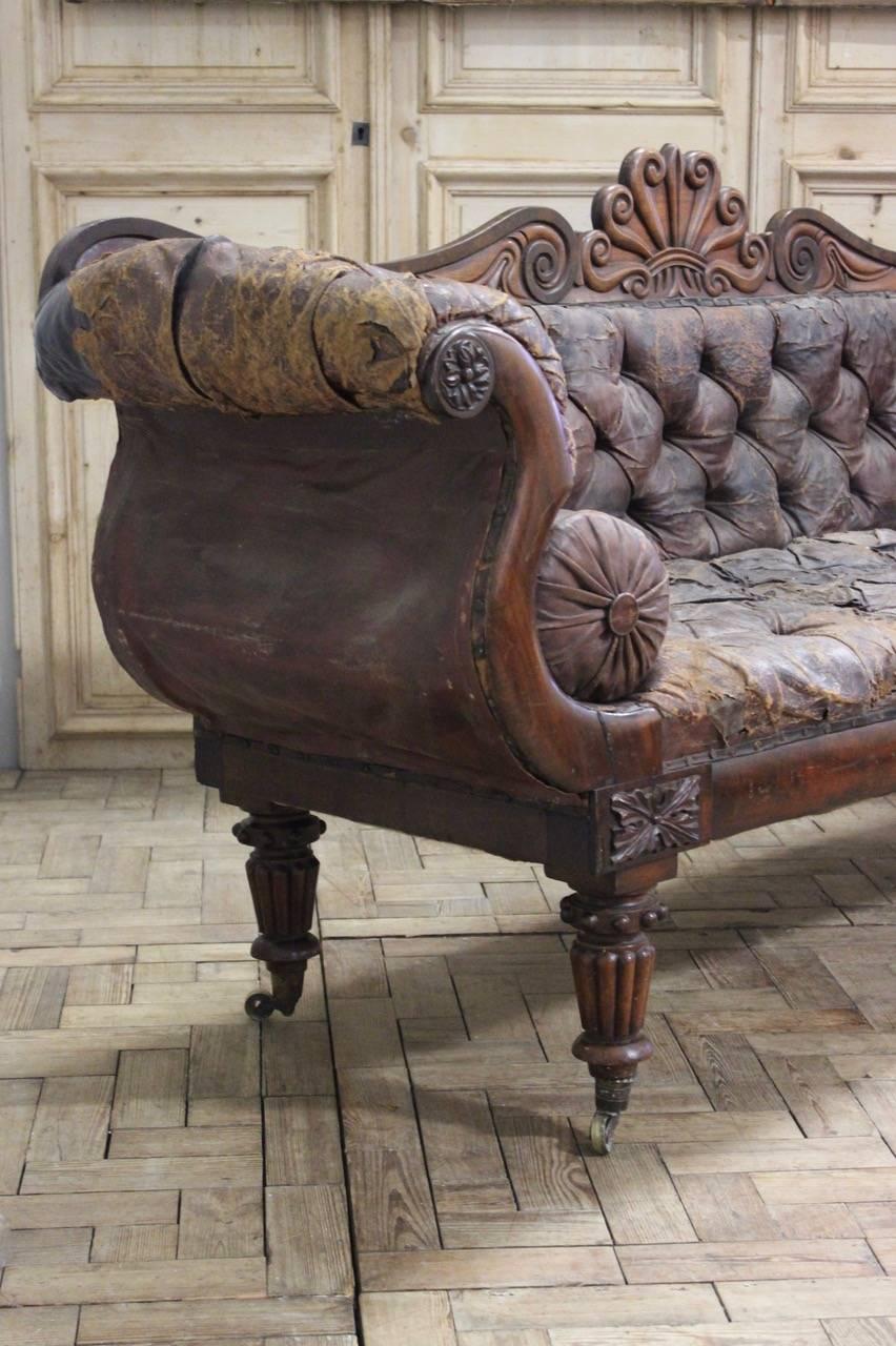 European Superb 19th Century English Country House Leather Sofa