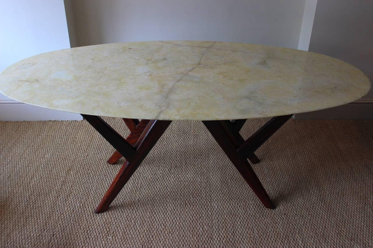 1940s Italian Rosewood and Onyx Centre or Dining Table 2