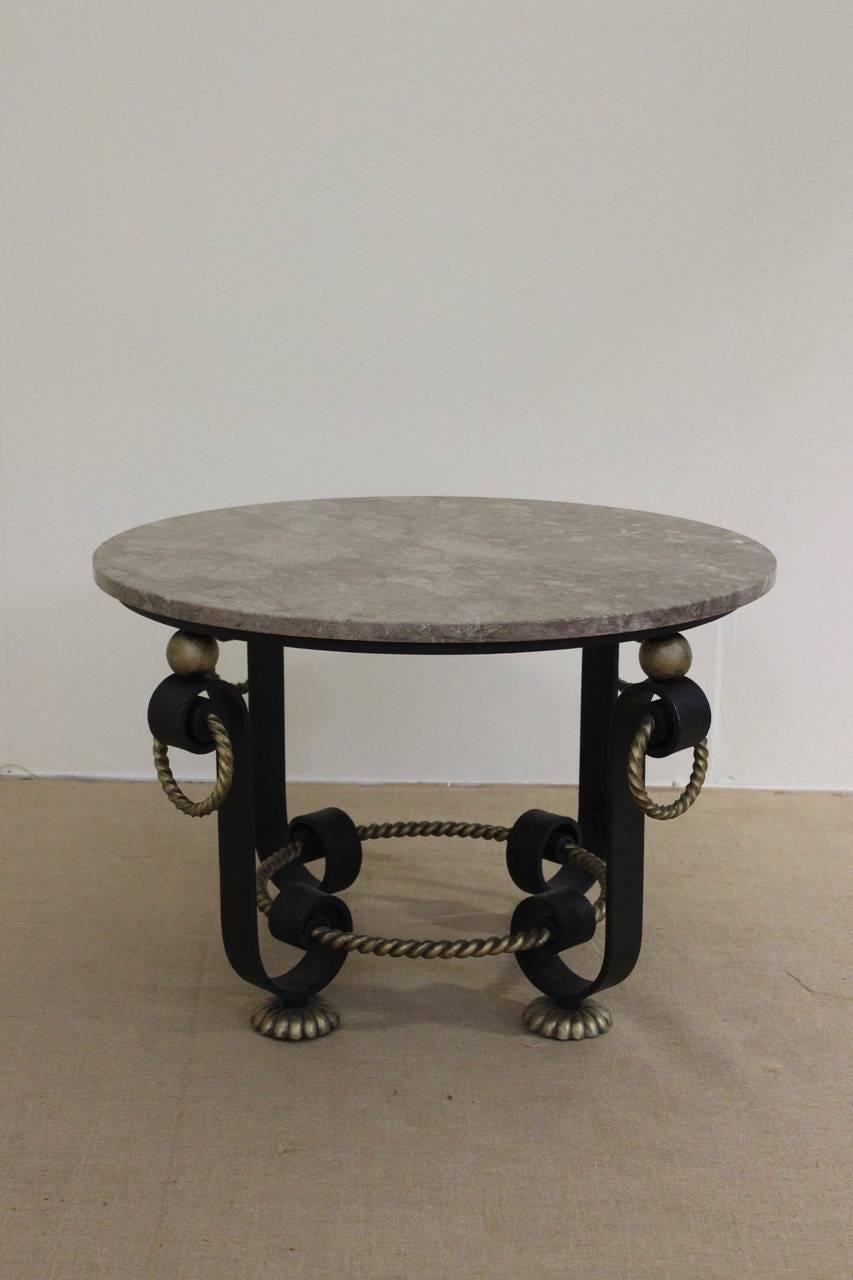 Modern French 1940s Iron Table Attributed to Gilbert Poillerat For Sale