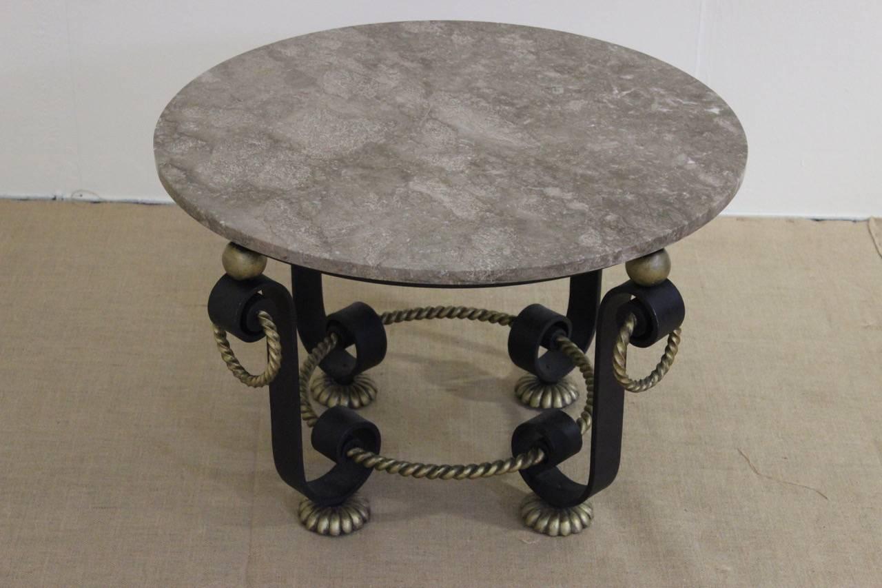 European French 1940s Iron Table Attributed to Gilbert Poillerat For Sale