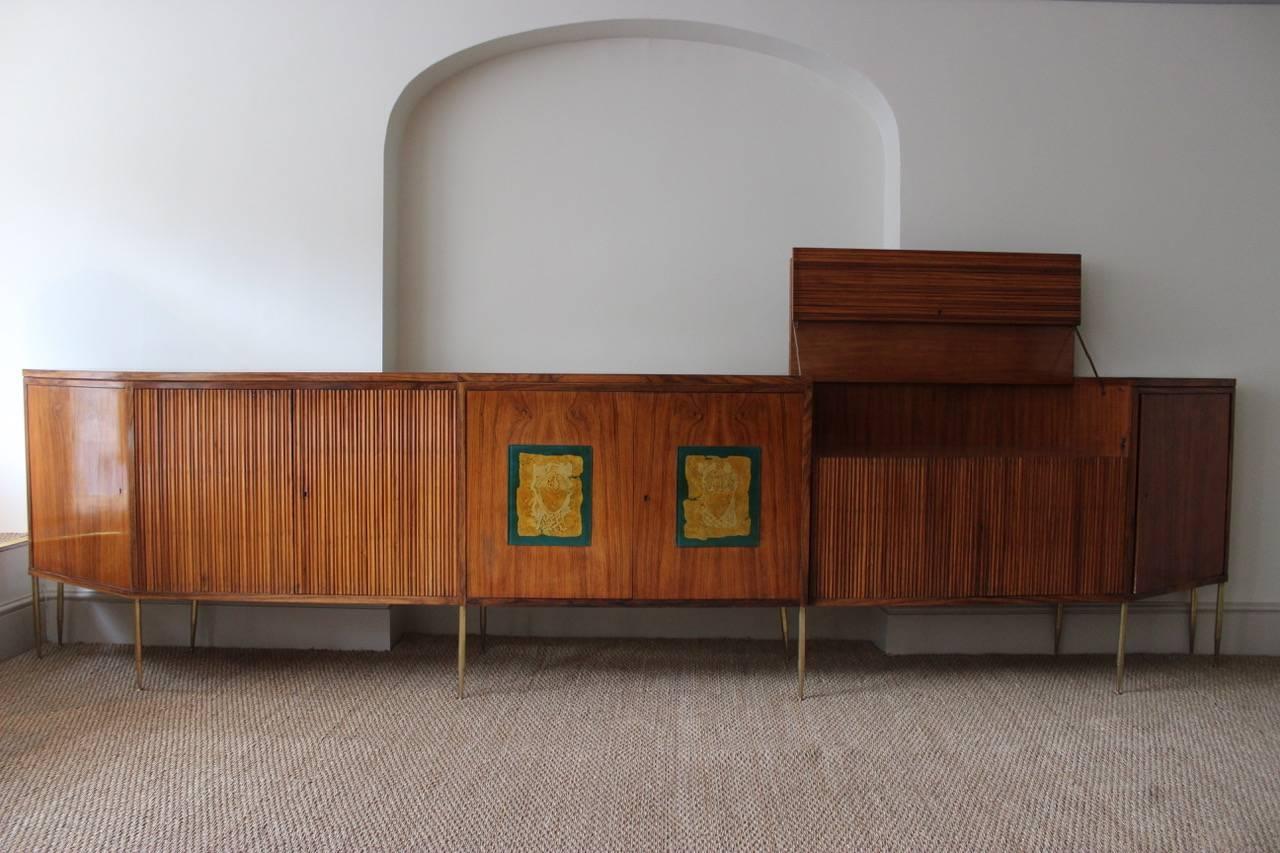 European Large Italian 1960s Rosewood Side Cabinet