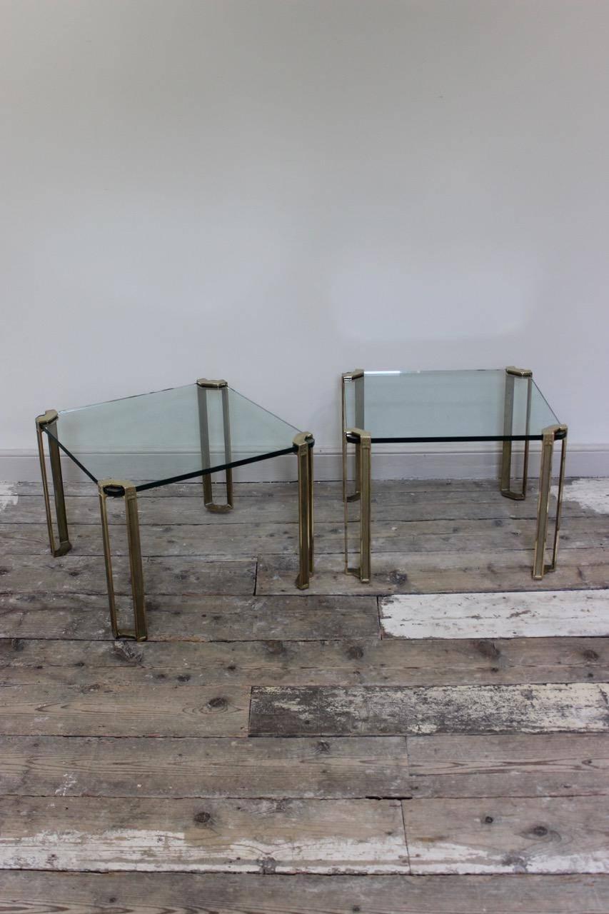 Brass Pair of 1970s Occasional or Sofa Tables by Peter Ghyczy For Sale
