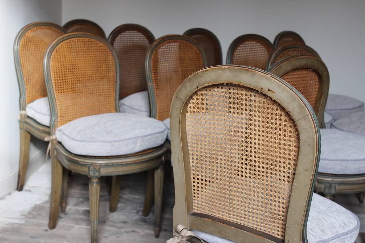20th Century Set of 12 Louis XVI Style Painted Dining Chairs, circa 1920s