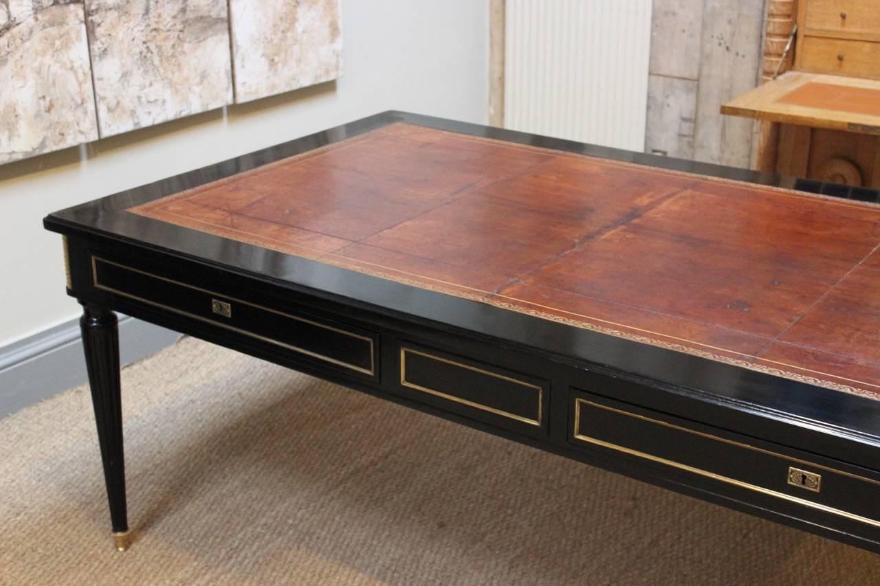 20th Century Large Louis XVI Style Double-Sided Ebonized Desk