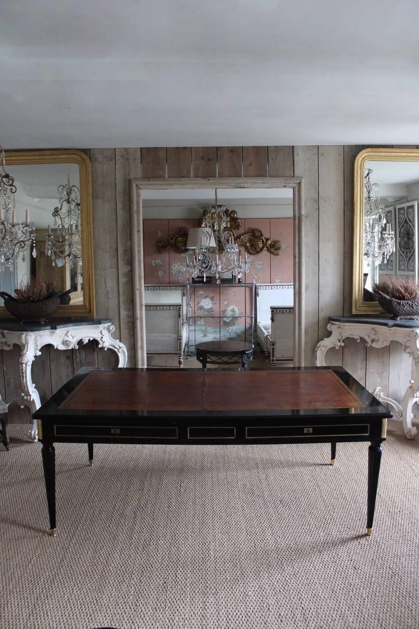 Large Louis XVI Style Double-Sided Ebonized Desk 1