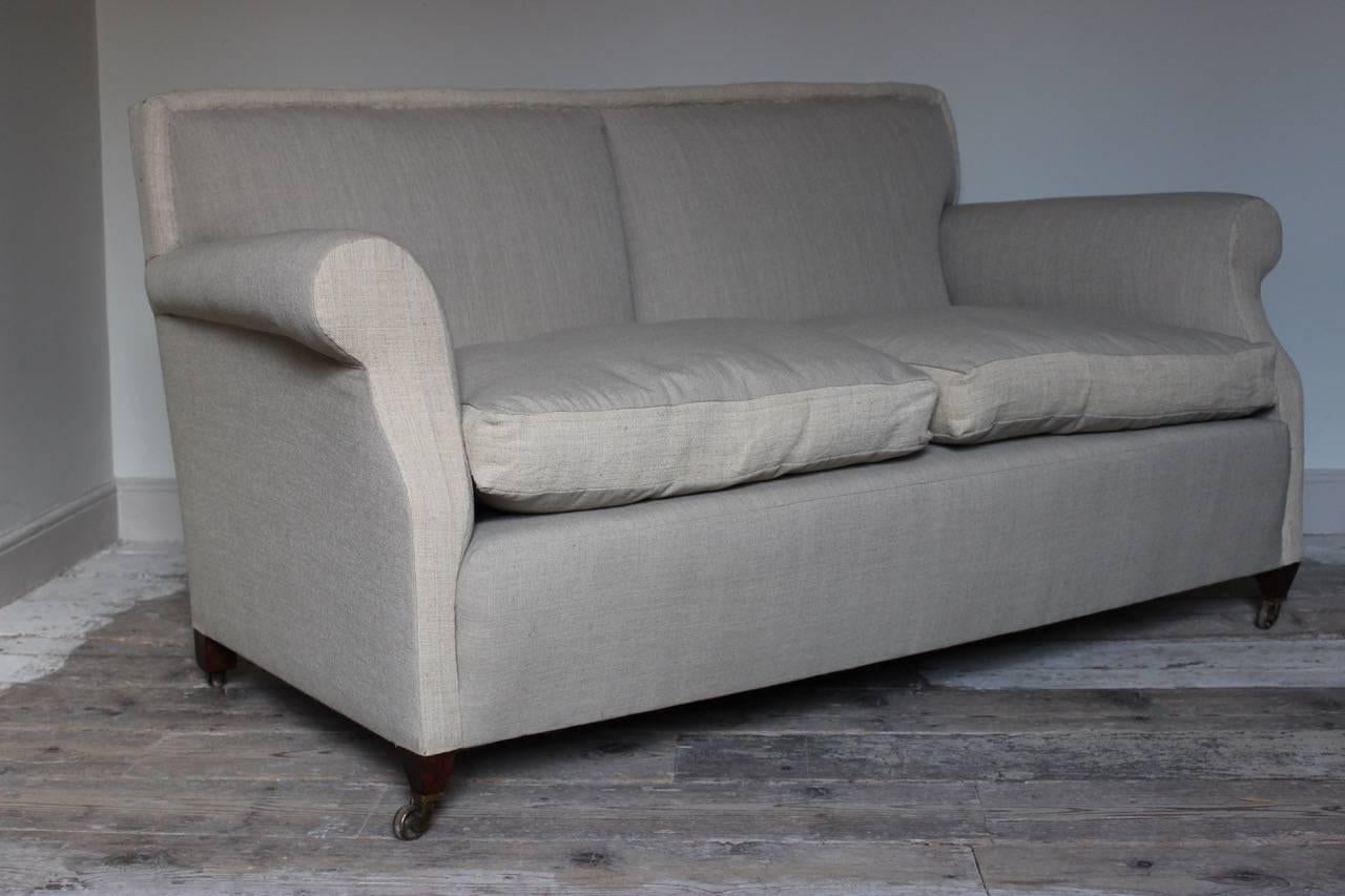 Edwardian Good 1920s Two-Seat Linen Sofa