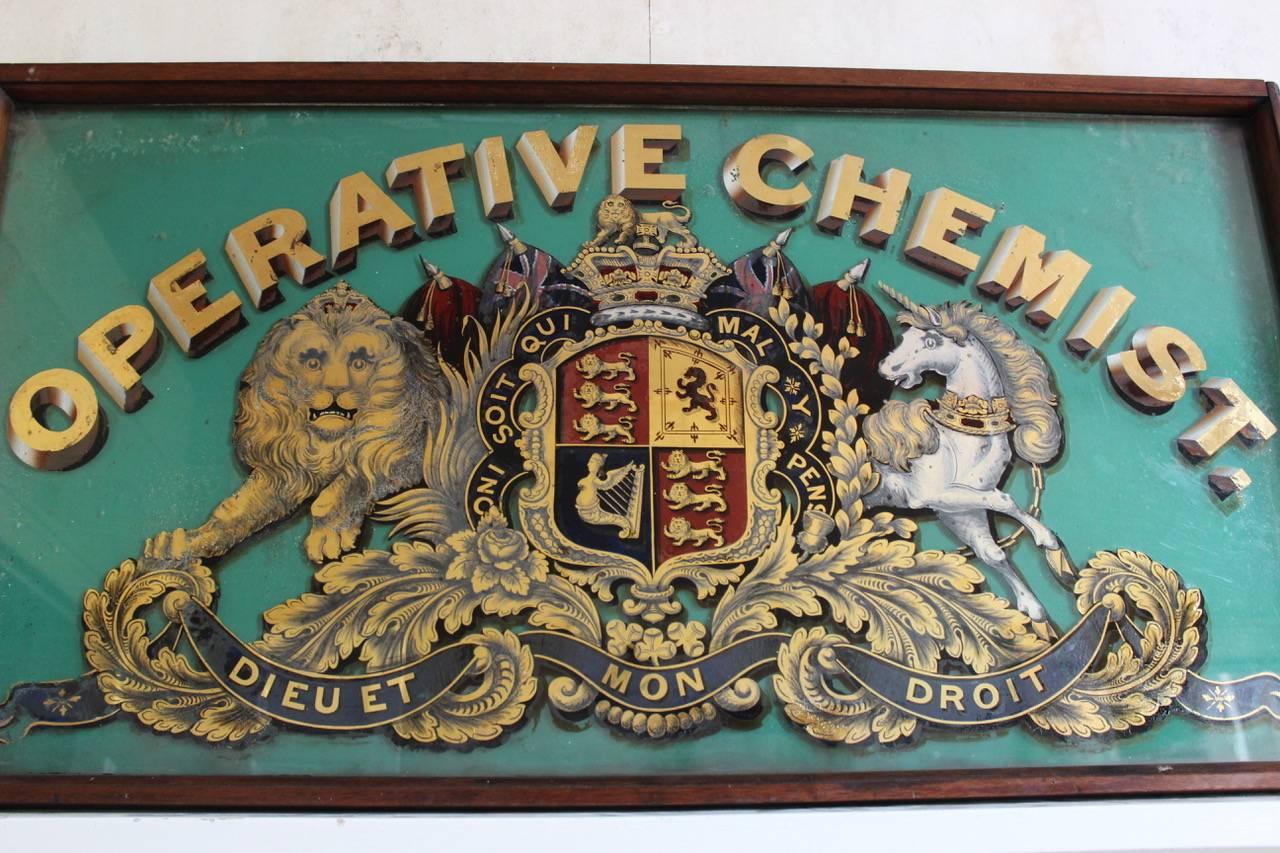 19th Century Reverse Painted Glass Chemist Sign In Excellent Condition In Gloucestershire, GB