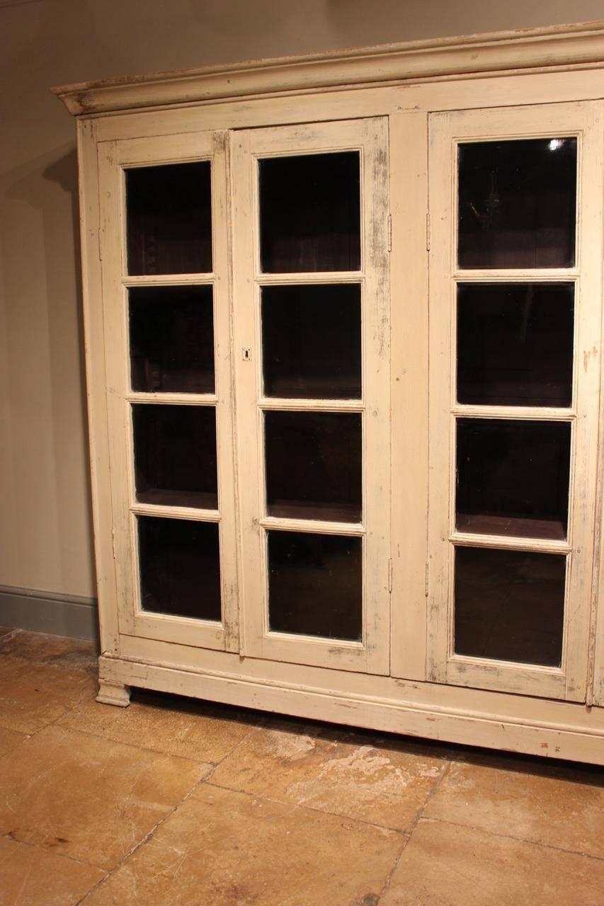 Wood English 19th Century Painted Display Cabinet or Bookcase