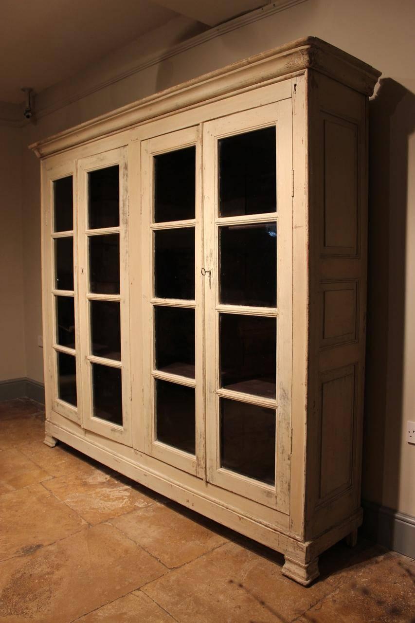 English 19th Century Painted Display Cabinet or Bookcase 1