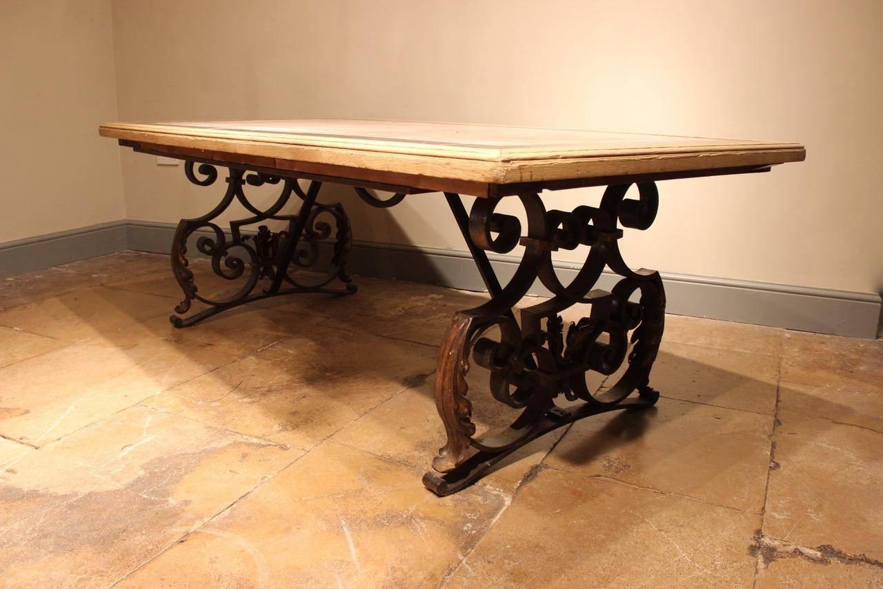 20th Century French Metal Table with Marble Top, circa 1900