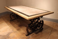 French Metal Table with Marble Top, circa 1900