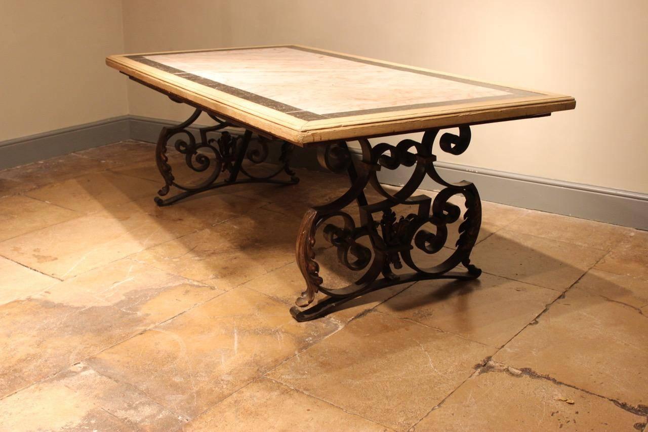 French Metal Table with Marble Top, circa 1900 3